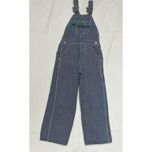 KEY Imperial Kids Hickory Stripe Denim Bib Overalls Size 6 Vintage Blue White